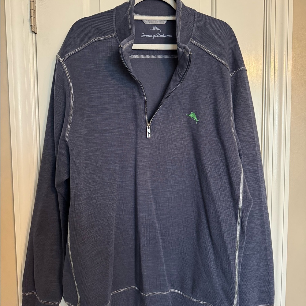 Tommy Bahama Men's Blue Quarter-Zip Sweater
